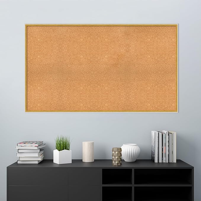 Amanti Art Natural Cork Board for Wall, 33x57 Vision Board with White Frame, Oversize Corkboard Office Decor for Home Organization, Modern Corkboard Pinboard to Display Items for Home Organization in