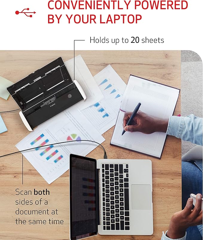 Canon imageFORMULA R10 - Portable Document Scanner, USB Powered, Duplex Scanning, Document Feeder, Easy Setup, Convenient, Perfect for Mobile Users
