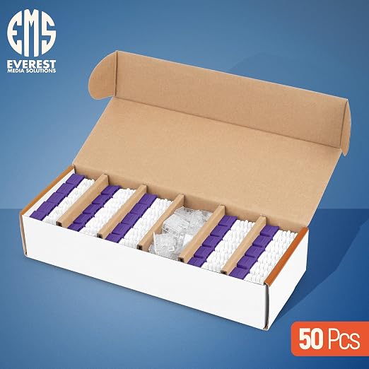 Everest 90° Angled RJ45 Cat6A Keystone Jacks 50-Pack in Purple - Image 2