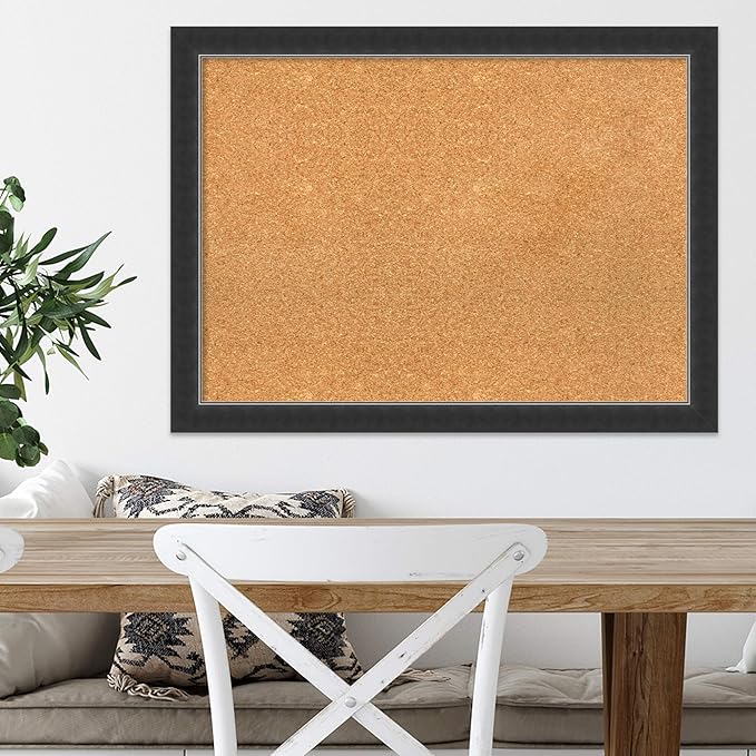 Amanti Art Natural Cork Board for Wall, 23x31 Vision Board with Black Wood Frame, Medium Corkboard Office Decor for Home Organization, Modern Contemporary Corkboard Pinboard to display items for home