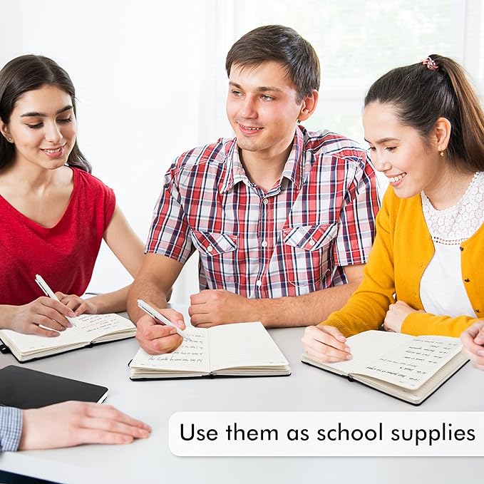 feela 24 Pack Journal Notebook for Work, Business Notebook Bulk Hardcover Lined Writing Journal with Pen Holder for Men Women Note Taking, with 24 Black Pens, 120 GSM, 5.1”x8.3”, A5, Black