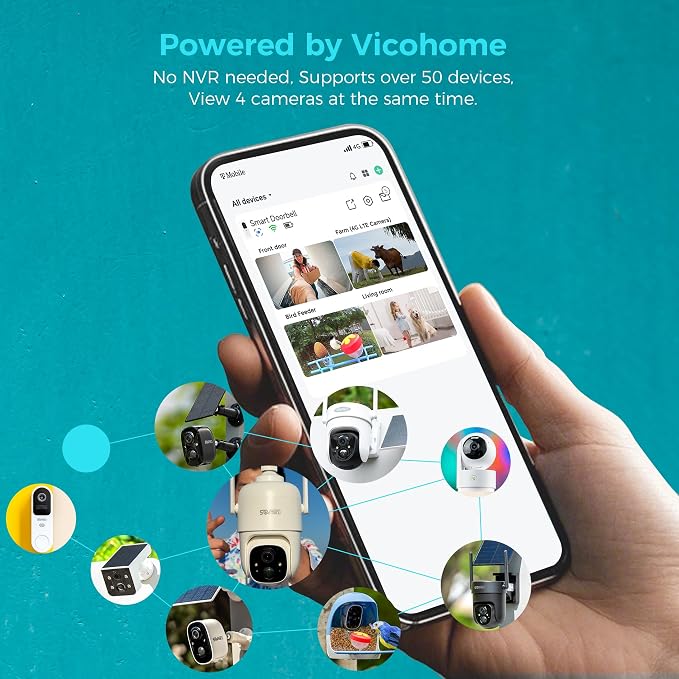 Vicohome CQ4G 2K AI Solar Security Camera Wireless Outdoor, Battery Powered Cam - Image 2