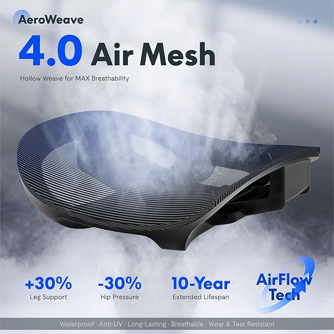 FLEXISPOT ErgoX Premium Ergonomic Office Chair with Footrest- Adjustable 3D Armrests, Dynamic Lumbar Support, Recline & Tilt Function, Mesh Seat, for Home & Office Use,Cream