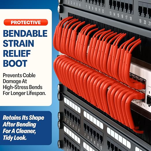 Everest Ultra Slim Cat6a Ethernet Patch Cables 10ft Orange - Image 3