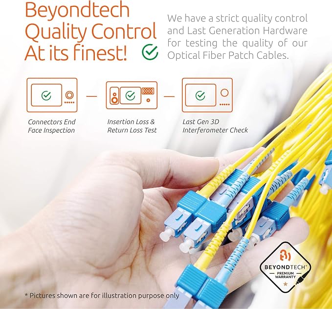 BEYONDTECH 15m LC to LC Fiber Patch Cable – UPC Single-Mode Duplex Fiber Optic - Image 5