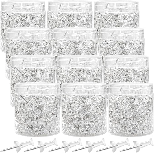 2400 Pcs Clear Push Pins Standard Thumb Tacks with Steel Point and Plastic Head PushPins thumbtacks for Wall, Cork Board, and Bulletin Board