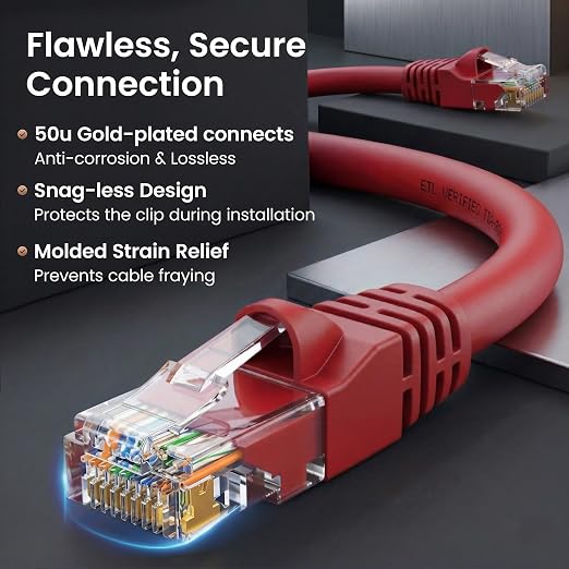 GEARit Cat 6 Ethernet Patch Cables 1 ft Red, CAT6 High Speed 24AWG 10Gbps RJ45 - Image 4