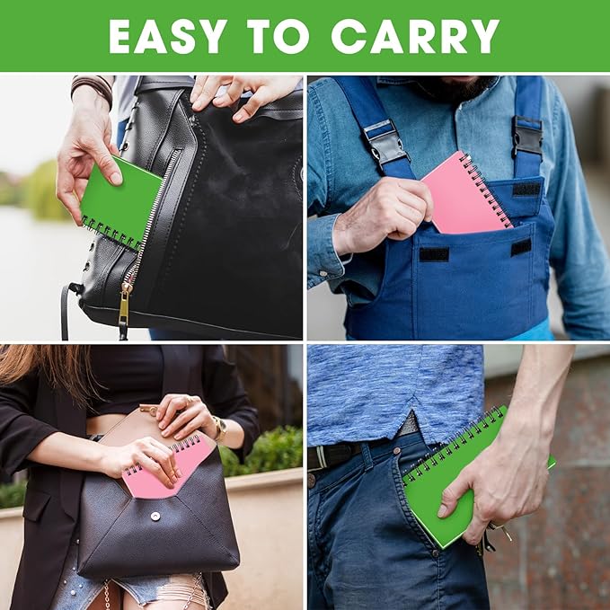 Jutom 18 Pcs Small Spiral Notebooks Memo Pads 3x5 Bulk Small Pocket Notebooks Mini Notepads with Lined Pages Mini Journals for Office Back to School Work Writing Supplies, 120 Pages (Pink Green)