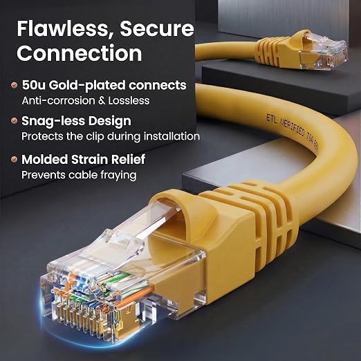 GEARit Cat 6 Ethernet Patch Cable 1 ft Yellow Cat6 Patch Cables 1ft - Image 4