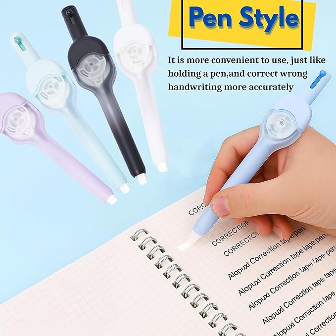 10 PCS Correction Tape Pens White-Out Applicator with Protective Cover, Smooth Ink Tape, Aesthetic Pen Design for School & Office Supplies (Push and Pull)