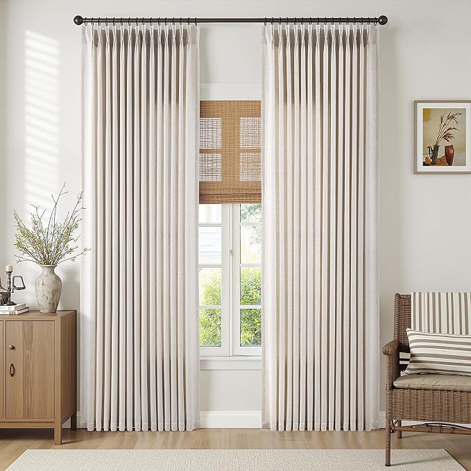 Memory Trained Pinch Pleated Curtains 105 Inches Long, Viral Linen Pinch Pleat - Image 2