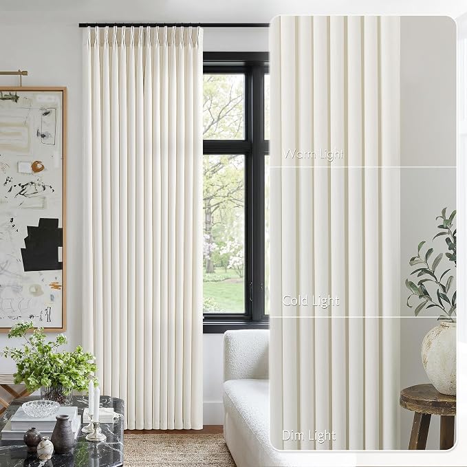 Natural Linen Pinch Pleated 84 Inch Long Curtains 4 Panels Set - Image 9