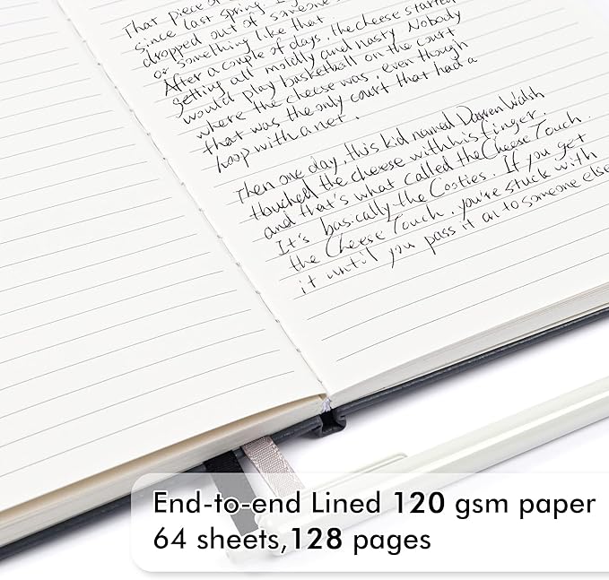 feela 3 Pack Notebooks Journals Bulk with 3 Black Pens, A5 Hardcover Notebook Classic Ruled Lined Journal Set with Pen Holder for Work Business Journaling Note Taking, 120 GSM, 5.1”x8.3”, Gray