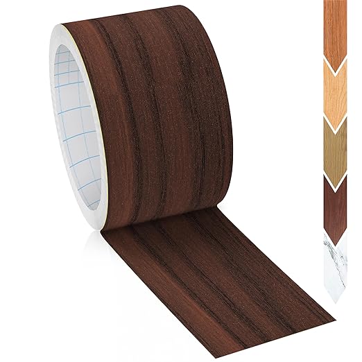 GSCIT Club Walnut Wallpaper, 2.4 inch X 25ft Self Adhesive Wood Grain Repair Tape Walnut Repair Patch for Tables, Chairs, Baseboards, Doors, Windows, Floors, Handicraft DIY.