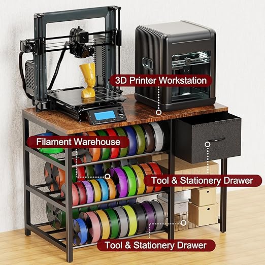 3D Printer Stand with Filament Storage Rack, 3D Printer Table with Power Outlet - Image 3