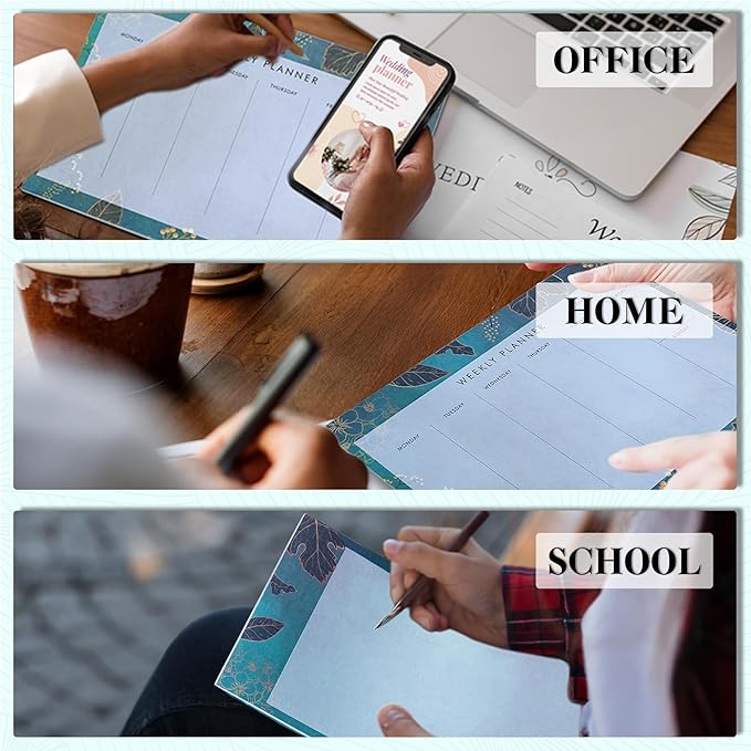 Undated Weekly Planner Notepad 10x7 To Do List Note Pad 52 Weekly Desk Planner Calendar Tear Off Daily Planning Pad for Work,School,Home,Ofiice Supplies, Matching Notepad,Green