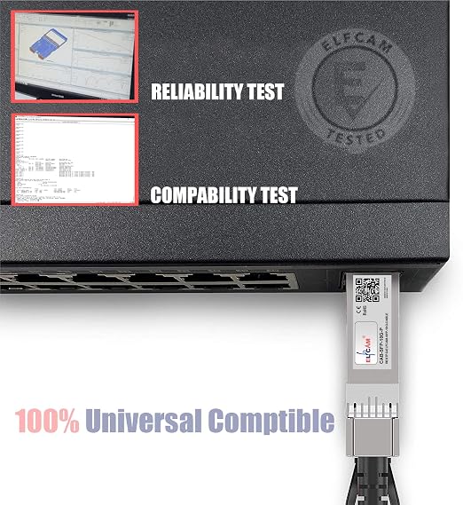 Elfcam® - 15m/49.21ft Fiber Optic Cable OM3 SFP+ to SFP+ AOC 10Gbps, Compatible - Image 4
