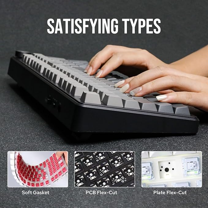 EPOMAKER X Aula F99 PRO Wireless Gaming Keyboard with 8000mAh Battery, Hot Swappable Creamy Keyboard, 2.4GHz/Type-C/BT5.0, NKRO, RGB Backlit for Win/Mac/Gaming (Black Gradient)