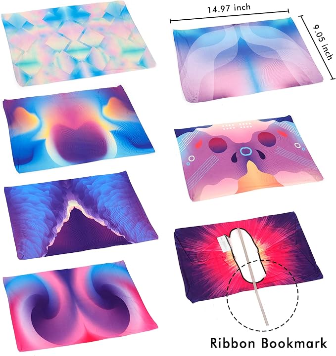 Feela 7 Pack Neon Pattern Jumbo Fabric Book Covers, Washable Durable Reusable Nylon, Stretchable for Hardcover Textbooks & Notebooks up to 9'x11'