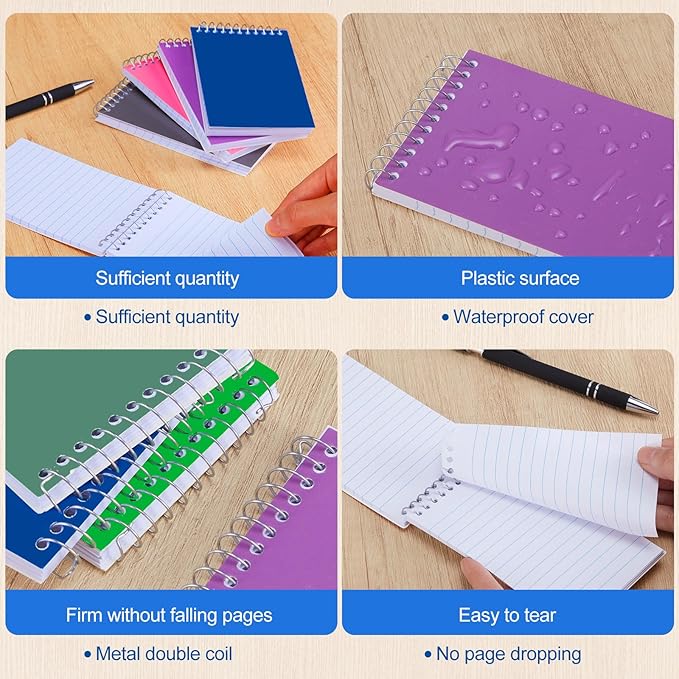 72 Pcs Small Pocket Notebooks 3 x 5 Inch Mini Memo Spiral Notepads Top Bound College Ruled Lined Note Pads for Back School Office Journaling Noting, 75 Sheets/Pad (Rainbow)