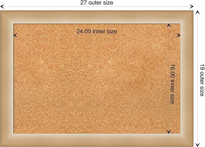 Amanti Art Natural Cork Board for Wall, 19x27 Vision Board with Gold Frame, Medium Corkboard Office Decor for Home Organization, Modern Contemporary Corkboard Pinboard to display items for home