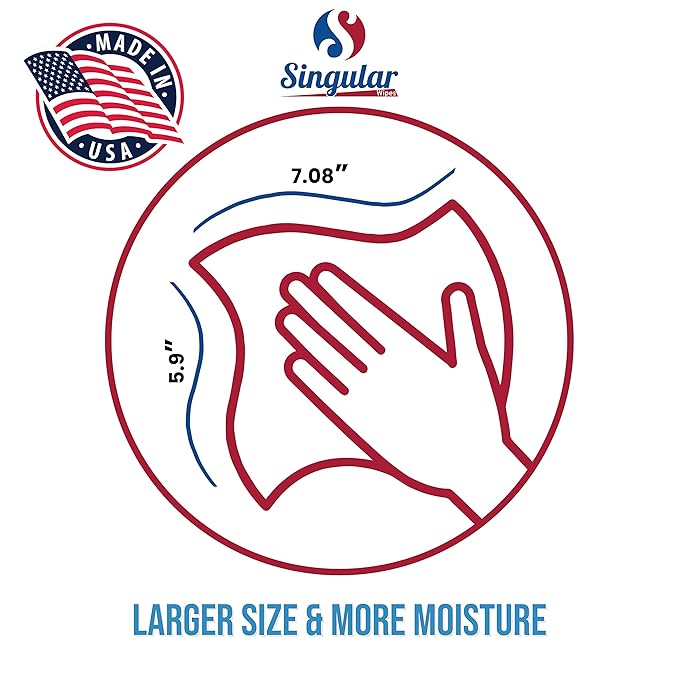 Hand Sanitizing Wipes Travel Size by Singular Wipes – 100ct Individually Wrapped | Fresh Citrus Scent, Moisturizing, 70% Alcohol Wipes | Travel, Office, School, Home | Made in USA