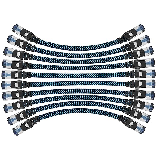 Cat8 Ethernet Cable 1 ft 10 Pack, High Speed 40Gbps 2000MHz, Compatible by CABNEER