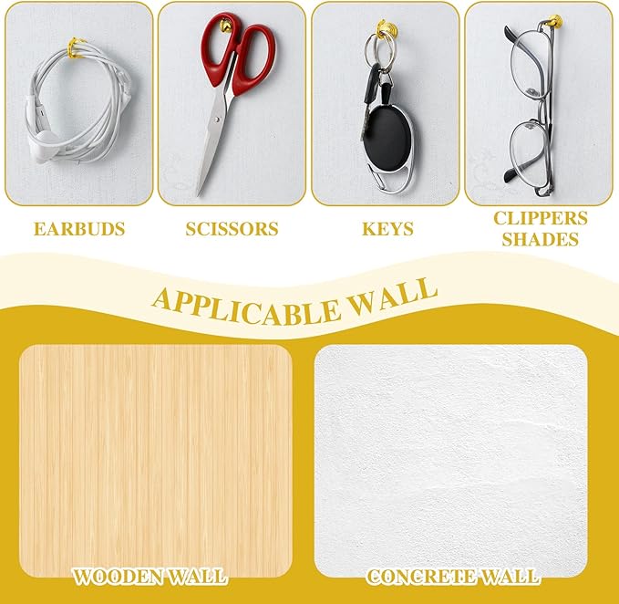 Hotop 30 Pieces Push Pin Wall Hooks Metal Thumb Tack Hangers Iron Alloy Nail Decorative Picture Hooks for 20 Lbs Home Office School Party Supply (Gold)