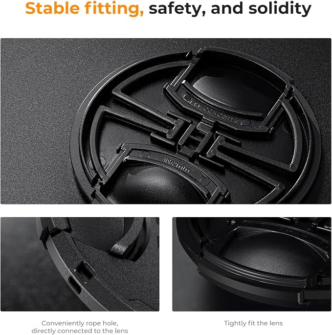 K&F Concept 67mm Lens Cap, 9-in-1 Center Pinch Lens Cover + Anti-Loss Keeper - Image 5