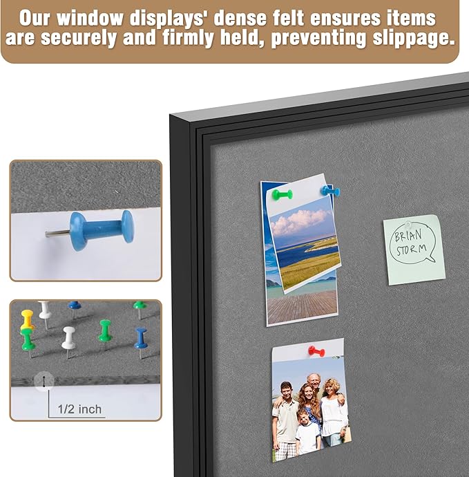 48"x34" Enclosed Bulletin Board, Outdoor Lockable Weather-Resistant Aluminum Cork Noticeboard for School & Office, Black Frame w/Grey Flet
