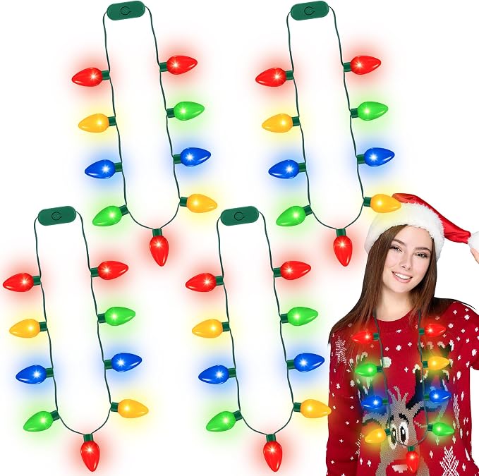 QZYL 100 Pack Christmas Light Necklace, 40 In Colorful Christmas Necklaces - Image 8