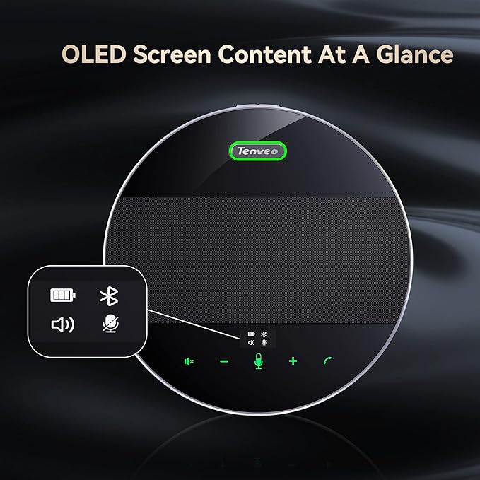 Tenveo MagiCall Conference Speaker with Microphone, Bluetooth/Wireless/USB omnidirectional Speakerphone Noise Cancelling Conference Call 360 Pickup for 10~15 People Online Meeting