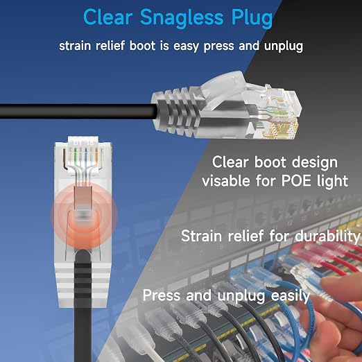 Cat6a Slim Ethernet Patch Cable 6 ft, Cat6a Patch Cable - Image 3