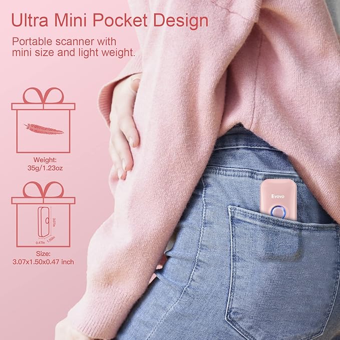 Eyoyo Mini 1D Bluetooth Barcode Scanner, 3-in-1 Bluetooth & USB Wired & 2.4G Wireless Barcode Reader Portable Bar Code Scanning Work with Windows, Android, iOS, Tablets or Computers(Pink)