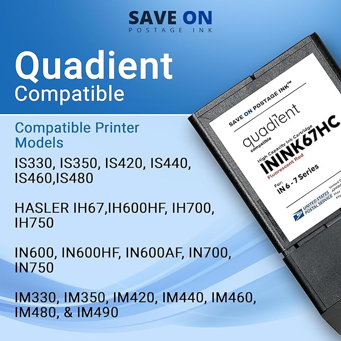 Save On Postage Ink Compatible ININK67HC Quadient Neopost Compatible Ink Cartridge - High Capacity for in Series 600/700/750 Mailing Machine Bases