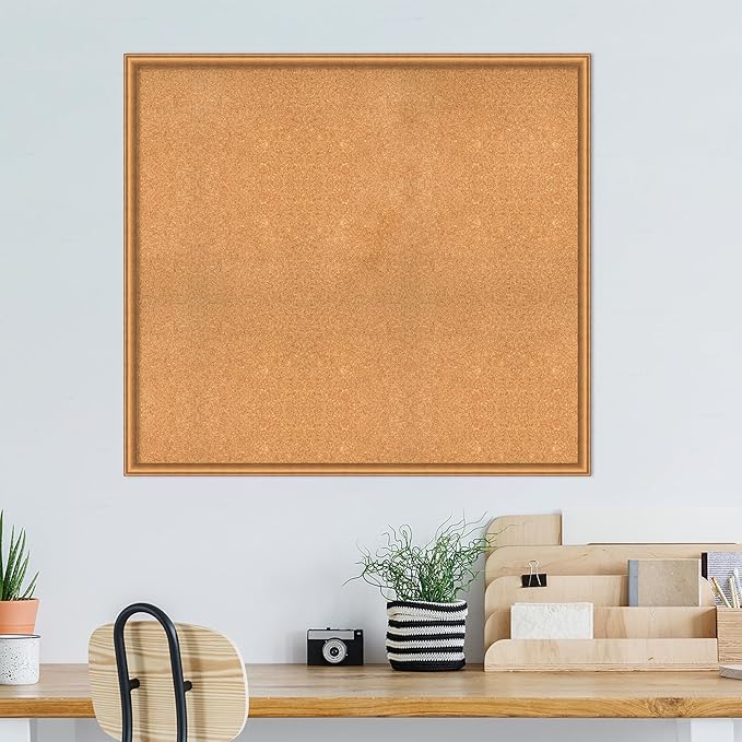 Amanti Art Natural Cork Board for Wall, 38x42 Vision Board with Bronze Frame, Oversize Corkboard Office Decor for Home Organization, Casual Corkboard Pinboard to Display Items for Home Organization
