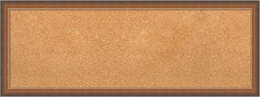 Amanti Art Natural Cork Board for Wall, 14x38 Vision Board with Bronze Frame, Medium Corkboard Office Decor for Home Organization, Modern Corkboard Pinboard to Display Items for Home Organization in