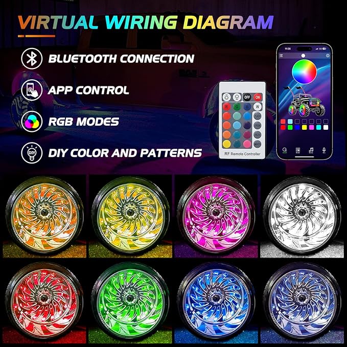Nilight 4PCS 17.5inch Double Row LED Wheel Ring Lights RGB - Image 3