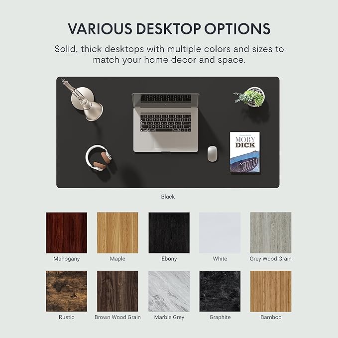 FLEXISPOT EN1 One-Piece Standing Desk, 40 x 24 Inches Large Height Adjustable Desk, Electric Sit Stand Desk Home Office Table Computer Workstation (White Frame + Black Desktop, 2 Packages)