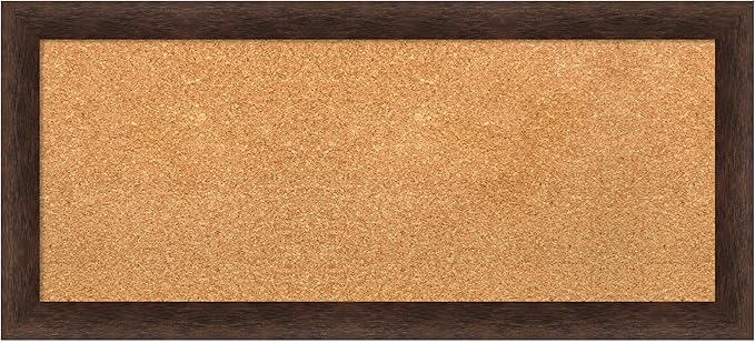 Amanti Art Natural Cork Board for Wall, 15x33 Vision Board with Brown Wood Frame, Medium Corkboard Office Decor for Home Organization, Casual Corkboard Pinboard to display items for home organization