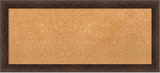 Amanti Art Natural Cork Board for Wall, 15x33 Vision Board with Brown Wood Frame, Medium Corkboard Office Decor for Home Organization, Casual Corkboard Pinboard to display items for home organization