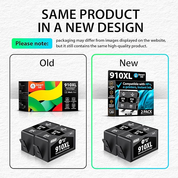 Smart Ink Remanufactured Ink Cartridge Replacement for HP 910 XL 910XL (Black XL 2 Combo Pack) to use with HP OfficeJet Pro 8025e 8028e 8035e 8025 8028 8035 OfficeJet 8015e 8022e 8015 8022 Printers