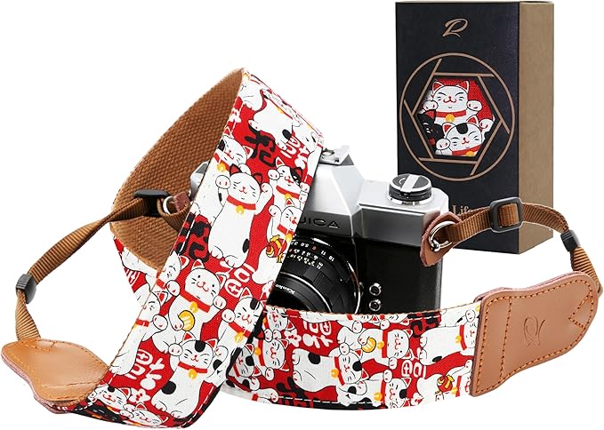 Padwa Lifestyle Red Cat Animal Print Camera Strap by PadwaLifestyleCameraStrap