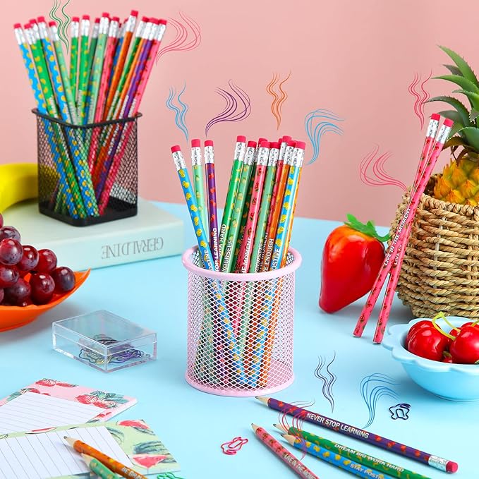 120 Pcs Scented Pencils Bulk for Kids Inspirational Motivational Cute Fun Fruit Wood Smelly Graphite Pencils with Erasers for School Classroom Office Students Girls Boys Gifts Supplies