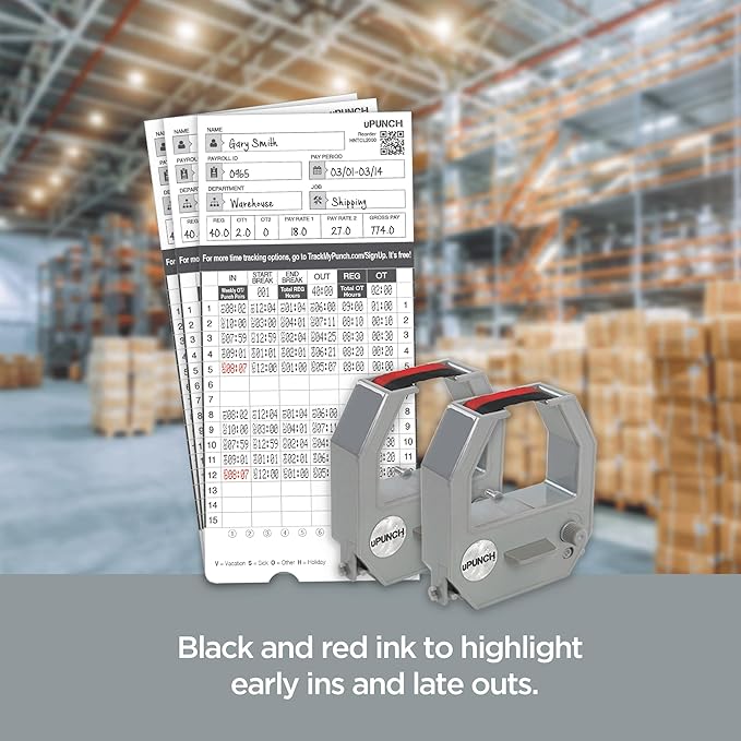 uPunch Ink Ribbon for HN4000 Calculating Time Clock, 2-Pack