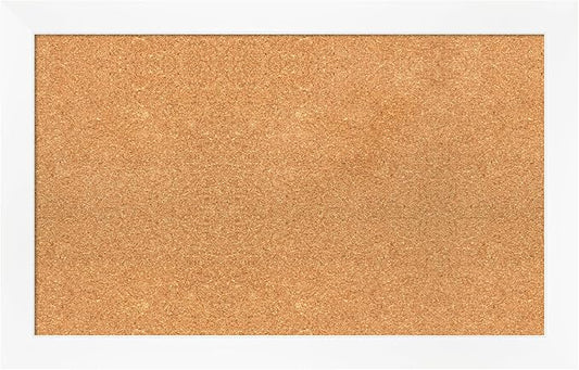 Amanti Art Natural Cork Board for Wall, 21x33 Vision Board with White Frame, Medium Corkboard Office Decor for Home Organization, Modern Corkboard Pinboard to Display Items for Home Organization in