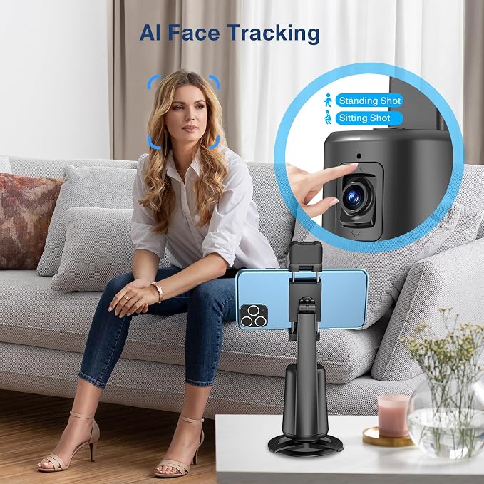 360° Auto Face Tracking Tripod for Phones, Gesture Control & Remote, Smart - Image 6