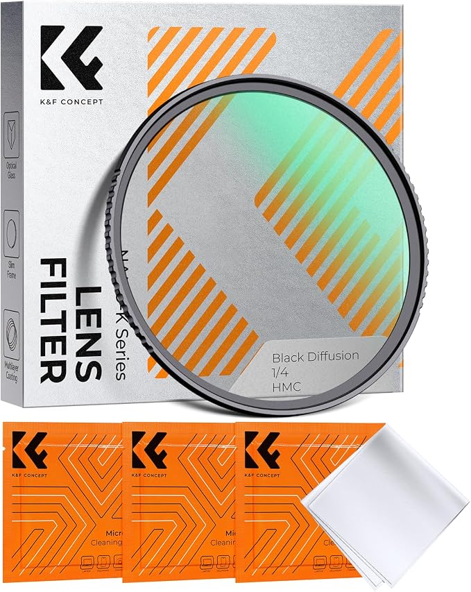 K&F CONCEPT 72mm Black Diffusion 1/4 Filter Mist Cinematic Effect Filter by KFCONCEPT