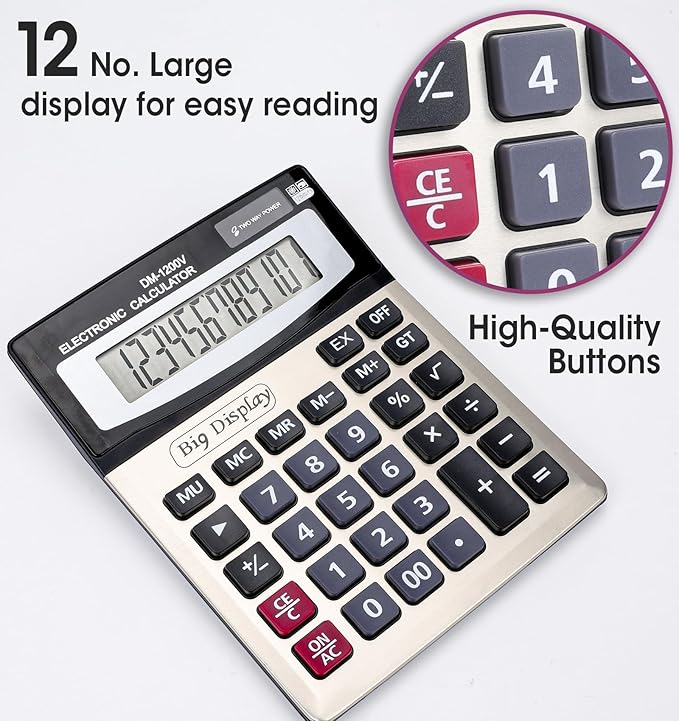 6 Pack Calculator Bulk, Calculators Desktop 12 Digit Extra Large LCD Display - Image 2