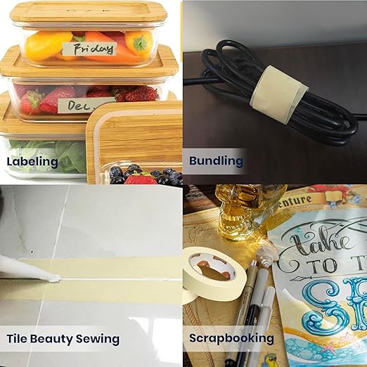 General Purpose Masking Tape Beige White 1.41 Inches x 60 Yards, Bulk Painters Tape for Painting, Labeling, DIY Arts Crafts, Home Office School Projects, 36 Rolls